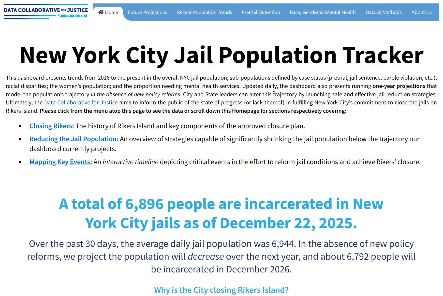 NYC Jail Population Tracker